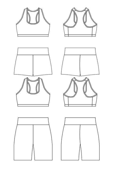 Activewear Easy Crop top & Gym Shorts Pattern