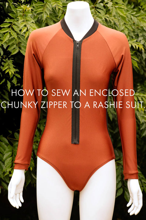 How to sew an enclosed chunky zipper to a Rashie suit