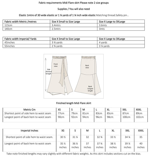 Midi Flare & Tiered Skirt Sewing Pattern