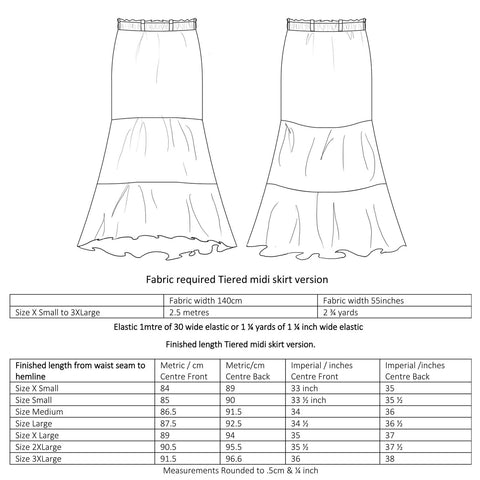 Midi Flare & Tiered Skirt Sewing Pattern