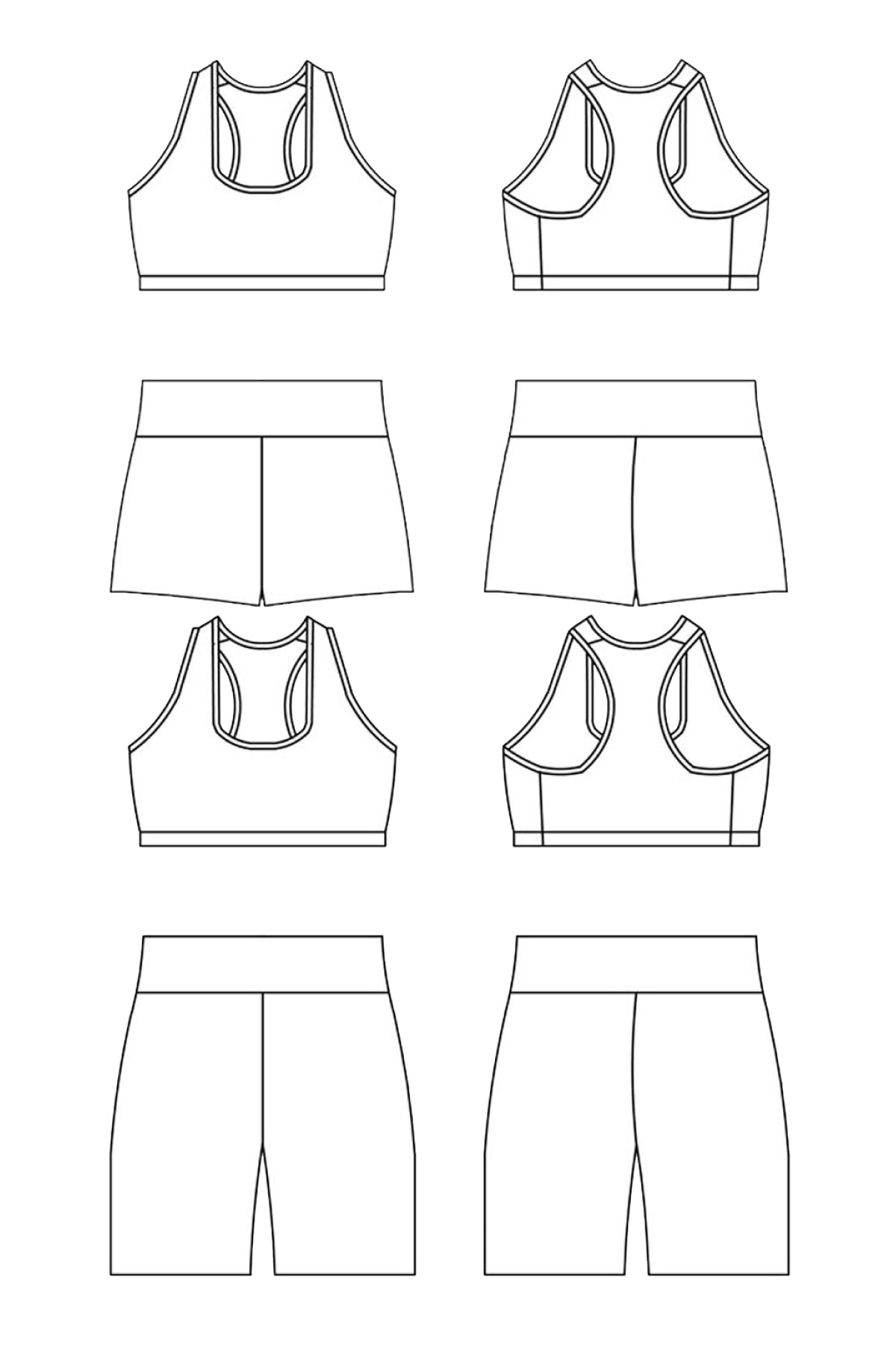 Activewear Easy Crop top Gym Shorts Pattern Swim Style Patterns