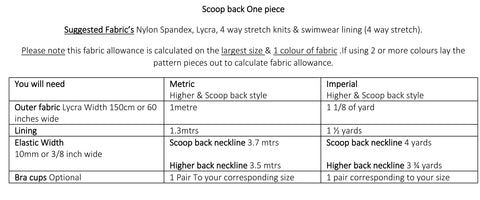 One Piece Scoop Back Sewing Pattern